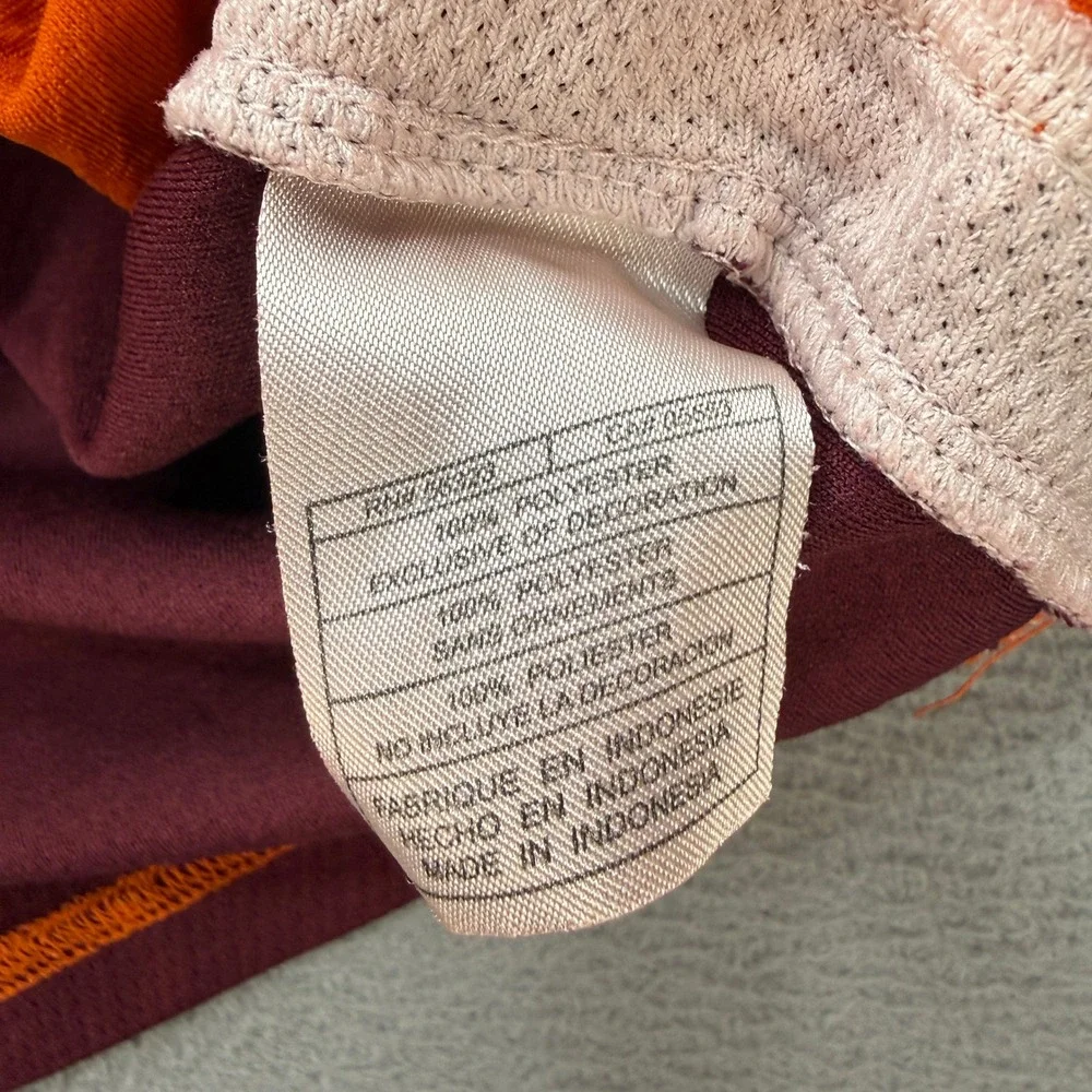Virginia Tech Nike Team Shirt Mens L Orange/Maroon NCAA Hokies Y2K VT Activewear